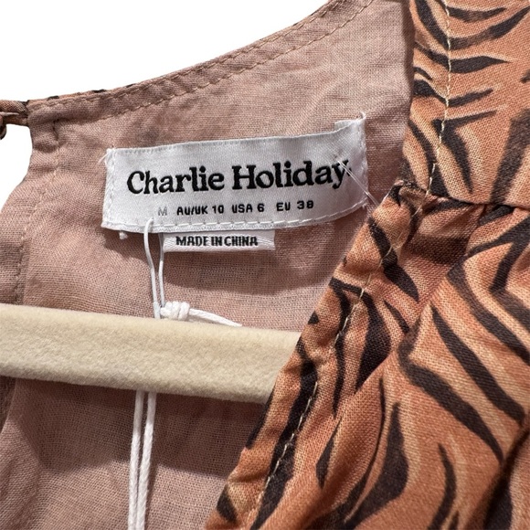 NWT Anthropologie Charlie Holiday Whitney Maxi Dress Cotton Animal Print Brown M - Picture 12 of 16